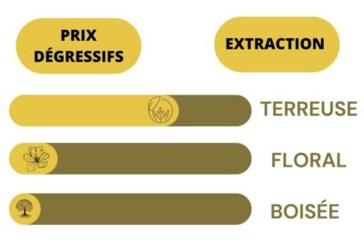 Description - BUBBLE HASH - Résine de CBD - PRIX Dégressifs
terreuse, floral et boisée